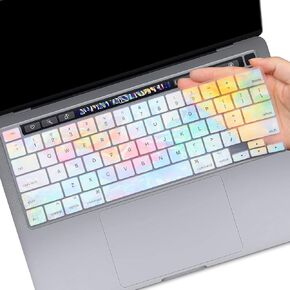 Keyboard Cover for MacBook Pro 13 inch M2 (2023-2022), & 2021-2020 M1 A2338 A2289 A2251 & MacBook Pro 16-inch A2141 2020-2019 Release,with Touch Bar Touch ID Keyboard Protective Skin-Colorful