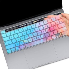 Keyboard Cover for MacBook Pro 13 inch M2 (2023-2022), & 2021-2020 M1 A2338 A2289 A2251 & MacBook Pro 16-inch A2141 2020-2019 Release,with Touch Bar Touch ID Keyboard Protective Skin-Colorful