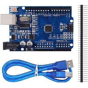 UNO R3 Board ATmega328P with USB Cable for Arduino, Electronics Fun Kit Essential Tools, Input Voltage 7-12V, 16MHz, 14 Digital 1/0 pin Supports PWM, SRAW 2KB