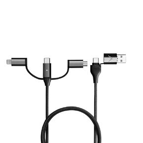 Futurizta Tech [Upgraded] Zeus-X 6-in-1 Universal Multi Cable (0.65ft/0.2m) Fast Charging 60W Laptop PD, QC3.0 & 27W Fast Charging & Data Sync, Military Grade Braided with Cable Organizer Strap