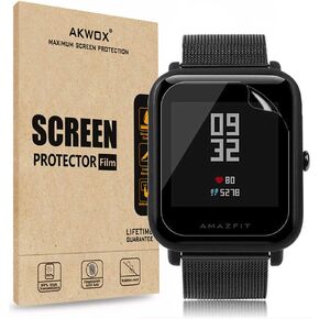 واقي شاشة AKWOX [6 قطع] لساعة Huami Amazfit Bip الذكية، طبقة حماية كاملة للشاشة مضادة للفقاعات in Kuwait