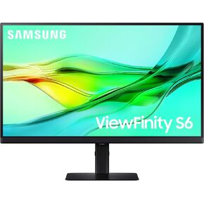 SAMSUNG 27" ViewFinity S6 (S60UD) Series QHD High Resolution Computer Monitor, 100Hz, HDR10, USB-C, Built-in LAN Port, Daisy Chain Support, Easy Setup, Height Adjustable Stand, LS27D606UANXGO, 2024