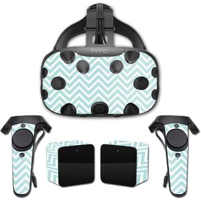 MightySkins Skin Compatible with HTC Vive Full Coverage - Aqua Chevron | Protective, Durable, and Unique Vinyl Decal wrap Cover | Easy to Apply, Remove, and Change Styles | Made in The USA