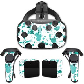 MightySkins Skin Compatible with HTC Vive Full Coverage - Teal Splatter | Protective, Durable, and Unique Vinyl Decal wrap Cover | Easy to Apply, Remove, and Change Styles | Made in The USA