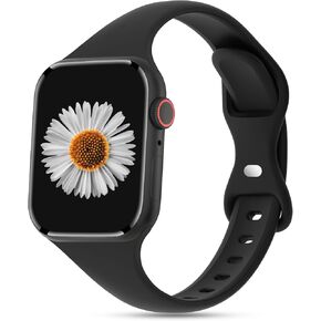 Slim Silicone Band Compatible with Apple Watch Bands 38mm 40mm 41mm 42mm 44mm 45mm 49mm, Thin Soft Sport Strap Narrow Wristbands for iWatch Series 9/8/SE/7/6/5/4/3/2/1/Ultra women men