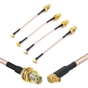 Angle Head MMCX to SMA Female Low Loss FPV Antenna Extension Cable Adapter for FPV Racing Drone Quadcopter DIY Accs(95mm/3.7")-Pack of 4