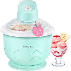 Secura Ice Cream Maker, DIY Visualization Ice Cream Machine for Gelato, Sorbet, Frozen Yogurt, Perfect for Beginners, Food Grade Safe Material, 1QT