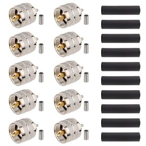 PL-259 Male Crimp Connector,UHF SO239 Crimp Coax Connector for RG316 RG174 Coaxial Cable (Pack of 10)