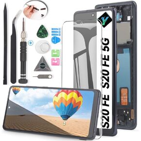 Screen for Samsung Galaxy S20 FE 2022/S20 FE 5G Screen Replacement for Samsung S20 FE SM-G781 G781B G781U G781F/DS G781W LCD Touch Display Digitizer Assembly with Tools(Black with Frame)