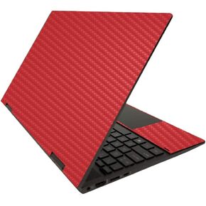 MightySkins Carbon Fiber Skin for HP Envy x360 15" (2020) - Solid Red | Protective, Durable Textured Carbon Fiber Finish | Easy to Apply, Remove, and Change Styles | Made in The USA