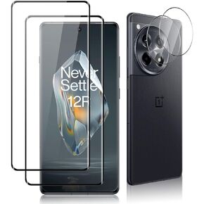 [2+2 Packs Screen Protector Compatible with OnePlus 12R Tempered Glass [Fingerprint Unlock] [Anti-Scratch] [9H Hardness] [HD] [No Bubbles], Camera Lens Protector Film for OnePlus 12R