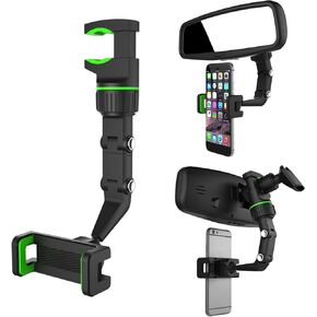 360° Car Rearview Mirror Mount Stand Holder for Cell Phone and Gps, 2023 New Universal Adjustable Phone Holder, Can Be Fixed and Adjusted Automobile Cradles, Suitable for All Phone Models (Green)…