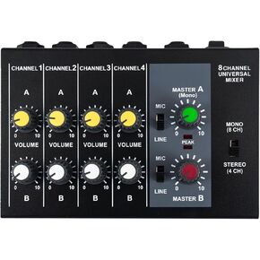 8 channel 3.5mm or 6.35mm TRS audio mixer headphone amplifier switcher splitter 8 in 2 out 4 in 2 out mixer controller for 8 port mobile phone computer external 2 way audio headphone sound amplifier