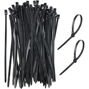 Releasable Reusable Zip Ties ZZLZX 100PCS 200 x 5mm/8 x 0.2 inches Heavy Duty Plastic Tie Wire Thick Black Nylon Cable Wire Ties for Multi-Purpose Use Indoor And Outdoor Cable Ties