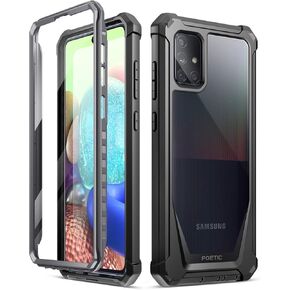 Poetic Guardian Series Samsung Galaxy A71 5G Case - Full-Body Hybrid Shockproof Bumper, Built-in Screen Protector, Black/Clear