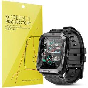 Compatible for PUREROYI Military Smart Watches Screen Protector, [6 Pack] Full Coverage TPU Clear Film Compatible for PUREROYI 1.83'' C20 Pro Military Smart Watches / meoonley C20 Pro 1.83 inch