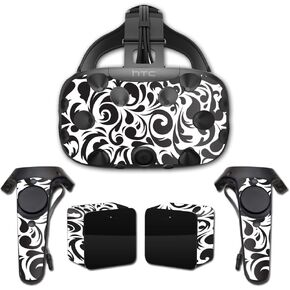 MightySkins Skin Compatible with HTC Vive Full Coverage - Swirly Black | Protective, Durable, and Unique Vinyl Decal wrap Cover | Easy to Apply, Remove, and Change Styles | Made in The USA