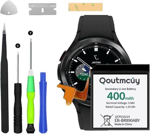 بطارية بديلة EB-BR890ABY لساعة Samsung Galaxy Watch4 Classic SM-R890 SM-R895 (46 ملم)/Galaxy Watch4 SM-R870 SM-R875 SM-R875U (44 ملم) مع مجموعة أدوات إصلاح احترافية (400𝒎𝑨𝒉/3.88𝑽) in Kuwait