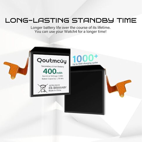 بطارية بديلة EB-BR890ABY لساعة Samsung Galaxy Watch4 Classic SM-R890 SM-R895 (46 ملم)/Galaxy Watch4 SM-R870 SM-R875 SM-R875U (44 ملم) مع مجموعة أدوات إصلاح احترافية (400𝒎𝑨𝒉/3.88𝑽) in Kuwait