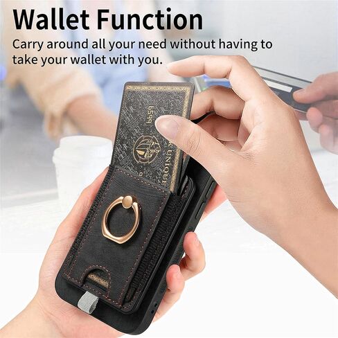 for Samsung Galaxy S24 Ultra Wallet Case, Detachable Magnetic Wallet Case with Card Slots Holder Ring Stand Premium Leather Slim Durable Shockproof Removable Protective Cover, Black in Saudi Arabia