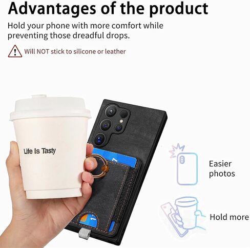 for Samsung Galaxy S24 Ultra Wallet Case, Detachable Magnetic Wallet Case with Card Slots Holder Ring Stand Premium Leather Slim Durable Shockproof Removable Protective Cover, Black in Saudi Arabia