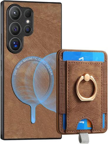 for Samsung Galaxy S24 Ultra Wallet Case, Detachable Magnetic Wallet Case with Card Slots Holder Ring Stand Premium Leather Slim Durable Shockproof Removable Protective Cover, Black in Saudi Arabia