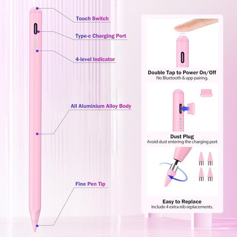 TiMOVO Stylus Pen for Touch Screens, Active Stylus Pencil for Apple iPad/iPhone/Samsung/Android Tablets Phone,Universal Smart Digital Tablet Pen for iPhone/iPad/Pro/Air/Mini Writing Drawing, White in Saudi Arabia