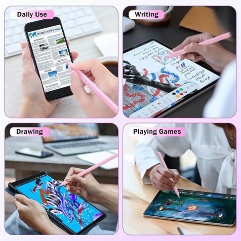 TiMOVO Stylus Pen for Touch Screens, Active Stylus Pencil for Apple iPad/iPhone/Samsung/Android Tablets Phone,Universal Smart Digital Tablet Pen for iPhone/iPad/Pro/Air/Mini Writing Drawing, White in Saudi Arabia