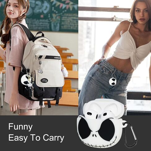 for AirPods 3rd Generation Case Luminous Skull with Keychain&Cleaner Kit, Cute 3D Cartoon Soft Silicone Funny for AirPods 3 Cover Shockproof Accessories for Women Men in Saudi Arabia