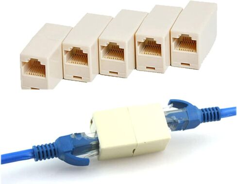 5 قطع RJ45 Cat7/Cat6/Cat5e 8P8C مقبس موصل مقرنة لتمديد النطاق العريض إيثرنت شبكة LAN كابل النجار موسع التوصيل، أبيض in Saudi Arabia