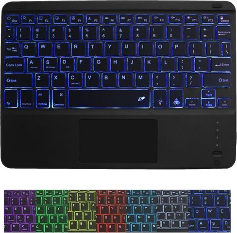 Wireless Bluetooth Keyboard,10-inch Ultra-Slim 7 Color Backlight Keyboard with Touchpad,Rechargeable Wireless Magnetic Bluetooth Portable Keyboard for Mobile Phones,Computers,Tablets and iPads(White) in Saudi Arabia