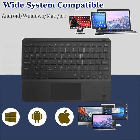 Wireless Bluetooth Keyboard,10-inch Ultra-Slim 7 Color Backlight Keyboard with Touchpad,Rechargeable Wireless Magnetic Bluetooth Portable Keyboard for Mobile Phones,Computers,Tablets and iPads(White) in Saudi Arabia
