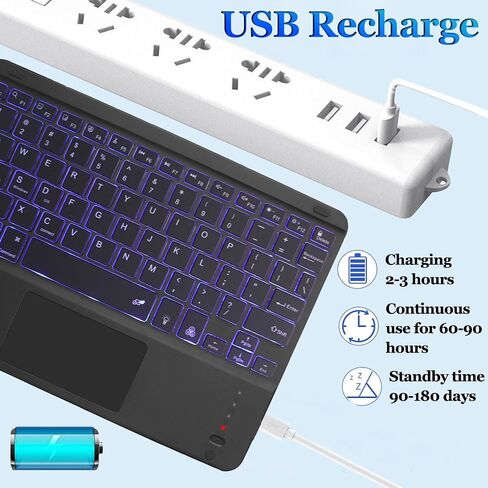 Wireless Bluetooth Keyboard,10-inch Ultra-Slim 7 Color Backlight Keyboard with Touchpad,Rechargeable Wireless Magnetic Bluetooth Portable Keyboard for Mobile Phones,Computers,Tablets and iPads(White) in Saudi Arabia