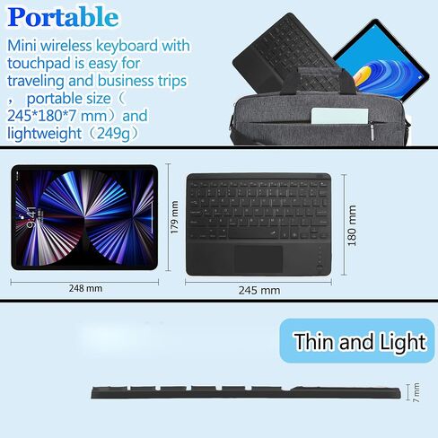Wireless Bluetooth Keyboard,10-inch Ultra-Slim 7 Color Backlight Keyboard with Touchpad,Rechargeable Wireless Magnetic Bluetooth Portable Keyboard for Mobile Phones,Computers,Tablets and iPads(White) in Saudi Arabia