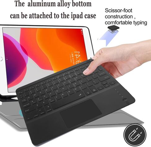 Wireless Bluetooth Keyboard,10-inch Ultra-Slim 7 Color Backlight Keyboard with Touchpad,Rechargeable Wireless Magnetic Bluetooth Portable Keyboard for Mobile Phones,Computers,Tablets and iPads(White) in Saudi Arabia