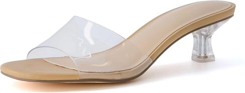 CUSHIONAIRE Women's Doral Lucite Kitten heel mule sandals +Memory Foam, Wide Widths Available in Saudi Arabia