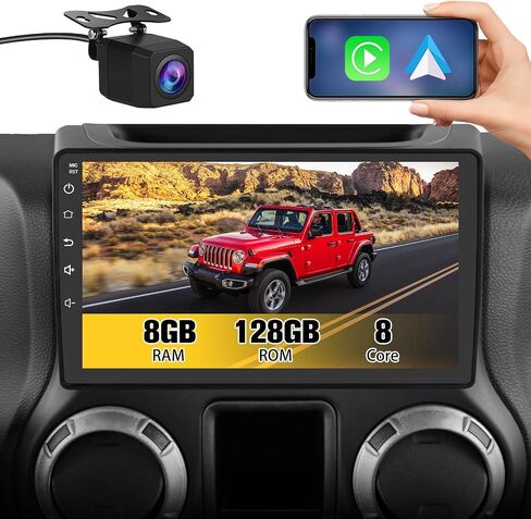 Car Radio Stereo 8GB+128GB for Jeep Wrangler JK 2007-2018 Dodge Ram 1500 2500 3500 2009-2012 Compass Grand Cherokee with CarPlay Android Auto in Saudi Arabia