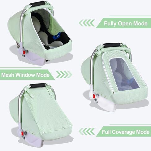 Muslin Car Seat Covers for Babies, Breathable Baby Car Seat Cover for Boys Girls, Infant Carseat Canopy with Mesh Peep Window,Carrier Cover with Privacy Sun Shade, Baby Stroller Weather Shields-Blue in Kuwait