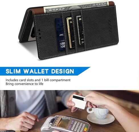 ZZXX for Google Pixel 8 Wallet Case with [RFID Blocking] Card Slot Kickstand Magnetic Closure Leather Flip Fold Protective Phone Case for Google Pixel 8 Case Wallet(Black-6.3 inch) in Saudi Arabia