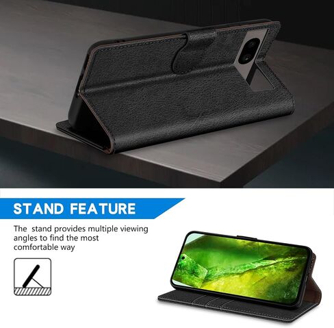 ZZXX for Google Pixel 8 Wallet Case with [RFID Blocking] Card Slot Kickstand Magnetic Closure Leather Flip Fold Protective Phone Case for Google Pixel 8 Case Wallet(Black-6.3 inch) in Saudi Arabia