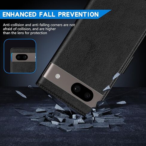 ZZXX for Google Pixel 8 Wallet Case with [RFID Blocking] Card Slot Kickstand Magnetic Closure Leather Flip Fold Protective Phone Case for Google Pixel 8 Case Wallet(Black-6.3 inch) in Saudi Arabia