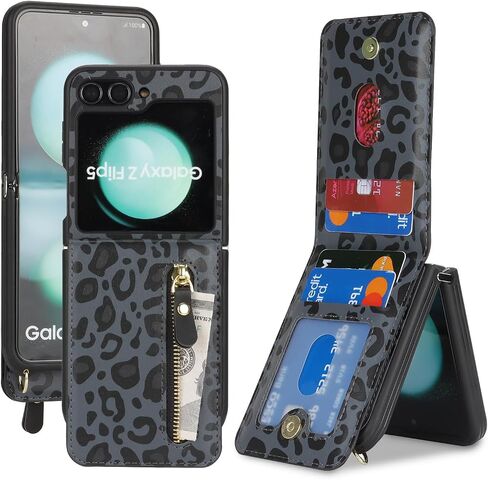 Cavor for Samsung Galaxy Z Flip 5 Case Wallet with Strap, Rosegold in Saudi Arabia