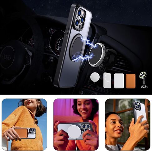 360° Rotation Magnetic Stand for Samsung Galaxy S22 Ultra/S23 Ultra Case with 2 Screen Protectors, Compatible with Magsafe, Military-grade Drop Protection, Kickstand Phone Cover, Black in Saudi Arabia