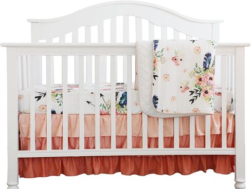 طقم سرير أطفال من Sahaler للأولاد والبنات، ملاءات مناسبة لغرفة الأطفال، بطانية مينكي للأطفال، مجموعات وسائد واقية للأطفال (مجموعة من 3 قطع من الزهور الريش) in Kuwait