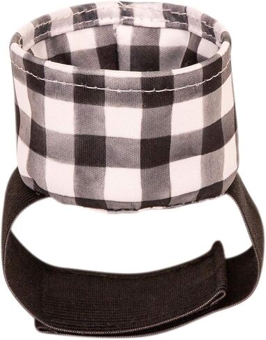 Baby Toddler Snack Bowl Cup with Strap Secures to a Child's Thigh When Seated in a Stroller or Car Seat, Black Check in Saudi Arabia