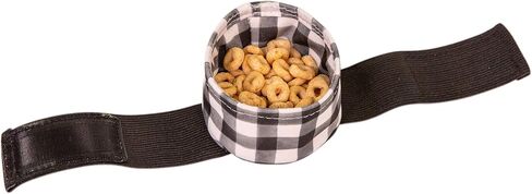 Baby Toddler Snack Bowl Cup with Strap Secures to a Child's Thigh When Seated in a Stroller or Car Seat, Black Check in Saudi Arabia