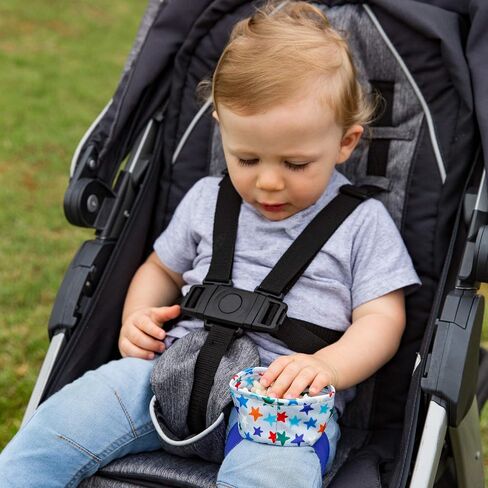 Baby Toddler Snack Bowl Cup with Strap Secures to a Child's Thigh When Seated in a Stroller or Car Seat, Black Check in Saudi Arabia