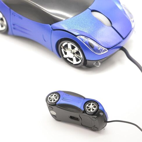 ماوس ضوئي سلكي USB على شكل سيارة رياضية رائعة، 1000 نقطة في البوصة 2 المصابيح الأمامية، توصيل وتشغيل ماوس كمبيوتر سلكي للكمبيوتر المحمول أو سطح المكتب، هدية مكتب المنزل والمدرسة (أزرق) in Kuwait