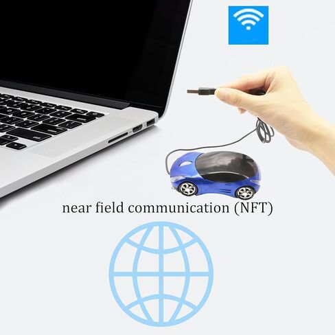 ماوس ضوئي سلكي USB على شكل سيارة رياضية رائعة، 1000 نقطة في البوصة 2 المصابيح الأمامية، توصيل وتشغيل ماوس كمبيوتر سلكي للكمبيوتر المحمول أو سطح المكتب، هدية مكتب المنزل والمدرسة (أزرق) in Kuwait