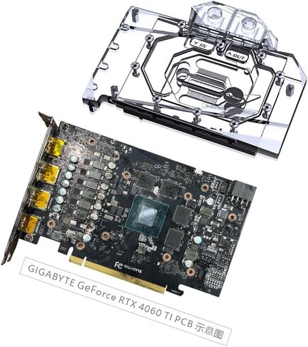 GPU Waterblock - for Gigabyte GeForce RTX 4060 Ti Gaming OC 16G & RTX 4060 Ti Gaming OC 8G, PC GPU Water Liquid Cooling Block Cooler with Backplate (5V ARGB RBW Aura Effect LED Lights GPU Block) in Saudi Arabia